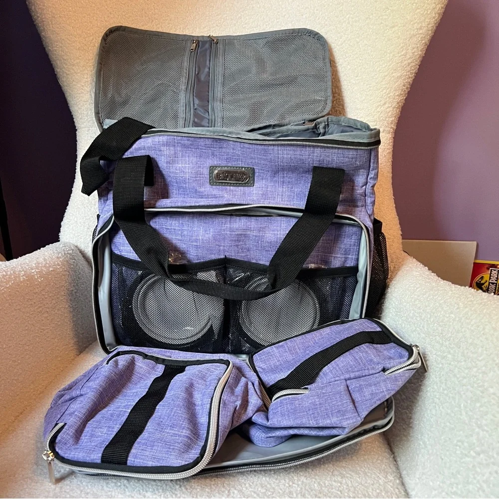 Baglher Dog Travel Bag Pet Bag Purple Black